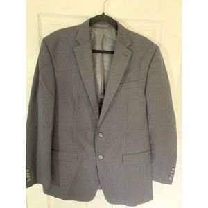 Mens Chaps Ralph Lauren Suit Black Pinstriped Size 44L Pants 38W  X 30L